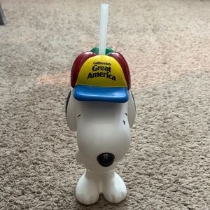 California's Great America Snoopy Cup with Straw - White